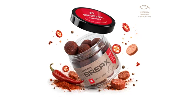 DELPHIN - Vyvážené boilies BreaX HotHELL Robin red Chilli Fr.Klobása 20 mm 100 g