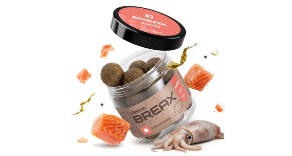 DELPHIN - Vyvážené boilies BreaX SeaKER Kalimarón Losos 20 mm 100 g