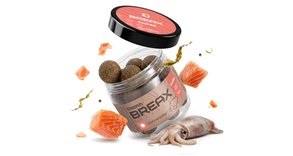 DELPHIN - Vyvážené boilies BreaX SeaKER Kalimarón Losos 24 mm 100 g