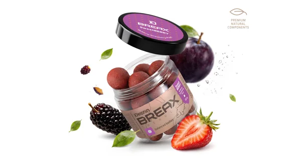 DELPHIN - Vyvážené boilies BreaX SweetBERRY Moruše Jahoda Slivka 20 mm 100 g