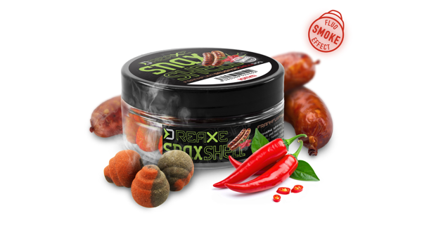 DELPHIN - Wafters rozpustná nástraha D Snax Shell Frankfurtská klobása Chilli 14 mm 30 g