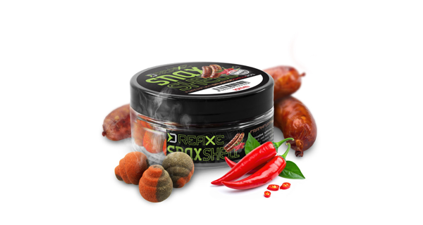 DELPHIN - Wafters rozpustná nástraha D Snax Shell Frankfurtská klobása Chilli 14 mm 30 g