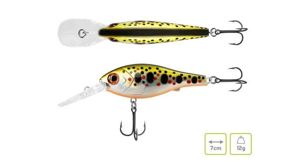 DELPHIN - Wobler WOBBY CRANK-DP Floating 7 cm 12 g Rainbo
