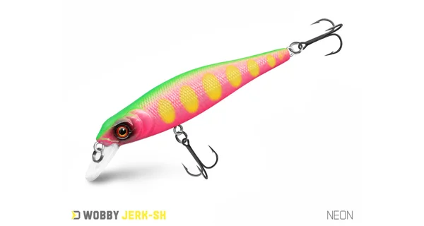 DELPHIN - Wobler WOBBY JERK-SH Suspending 8 cm 6,5 g Neón