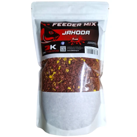 DK FISHING - Kŕmičková zmes Feeder Mix 1 kg Jahoda