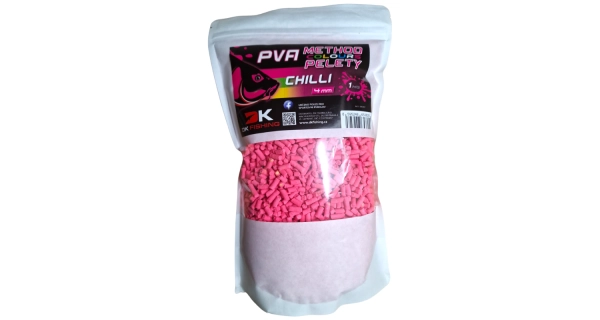 DK FISHING - Rozpustné pelety PVA Method Color 4 mm 1 kg Chilli