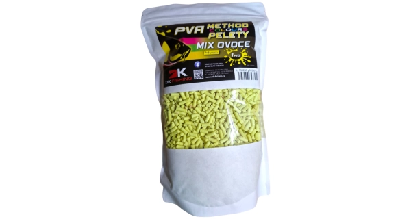 DK FISHING - Rozpustné pelety PVA Method Color 4 mm 1 kg Ovocie