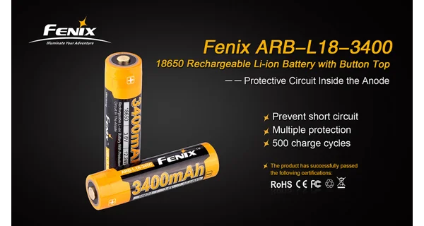 FENIX - Dobíjacia batéria 18650 3400mAh (Li-Ion)