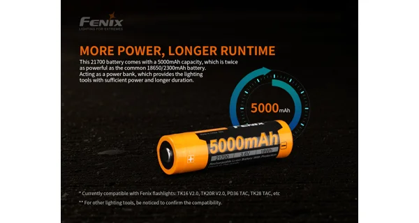 FENIX - Dobíjacia batéria 21700 5000 mAh (Li-Ion)