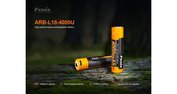 FENIX - Dobíjacia USB-C batéria 18650 4000 mAh (Li-Ion)