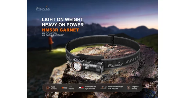 FENIX - Nabíjacia čelovka HM53R Garnet Grey
