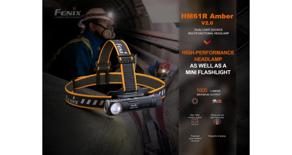 FENIX - Nabíjacia čelovka HM61R Amber V2.0