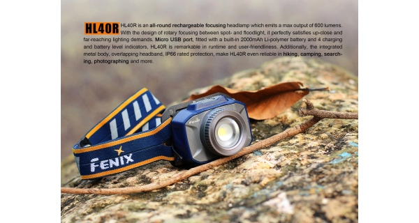 FENIX - Nabíjacia zaostrovacia čelovka Grey HL40R