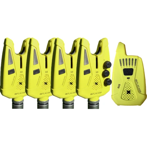 FLACARP - Sada signalizátorov X8 + príposluch RX8 4+1 Žltá
