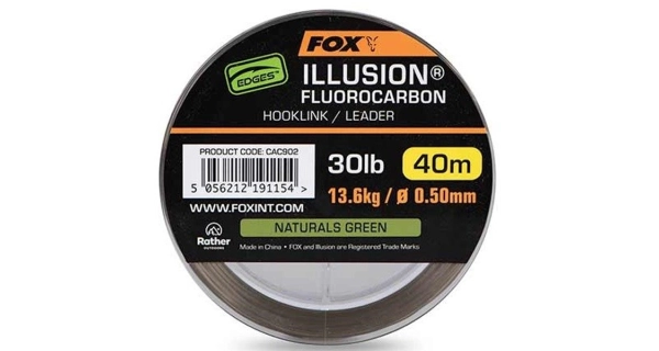 FOX - Fluorocarbon Edges Illusion Hooklink Leader Narutals Green 0,50 mm 13,6 kg 40 m