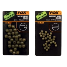 FOX - Gumové koráliky Tapered Bore Beads Trans Khaki 4 mm 30 ks