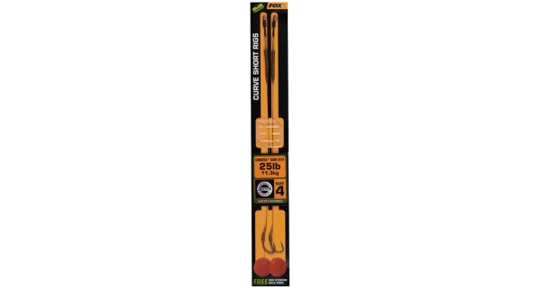FOX - Hotový náväzec Edges Curve Short Rigs veľ. 4 25 lb Camotex Semi Stiff 2 ks