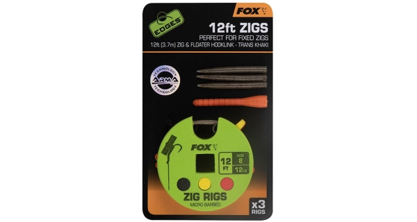 FOX - Hotový náväzec Edges Zig Rigs veľ. 8 12 ft 3,7 m 3 ks