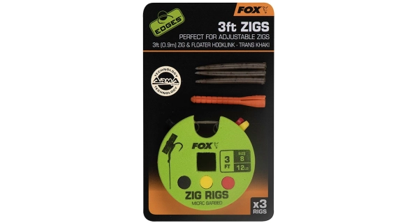 FOX - Hotový náväzec Edges Zig Rigs veľ. 8 3 ft 0,9 m 3 ks