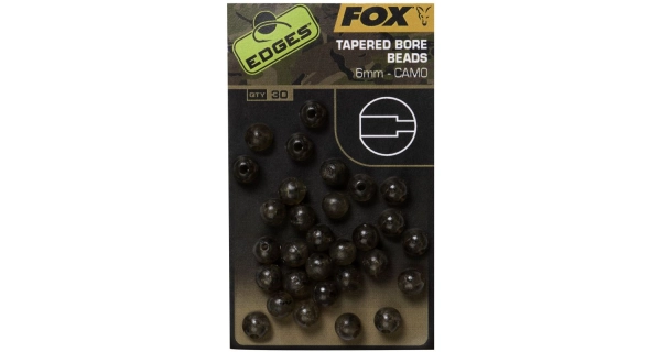 FOX - Korálky Edges Camo Tapered Bore Bead 30 ks - 6 mm