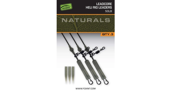 FOX - Montáž Naturals Leadcore Heli Rig Leaders 75 cm 50 lb 3 ks