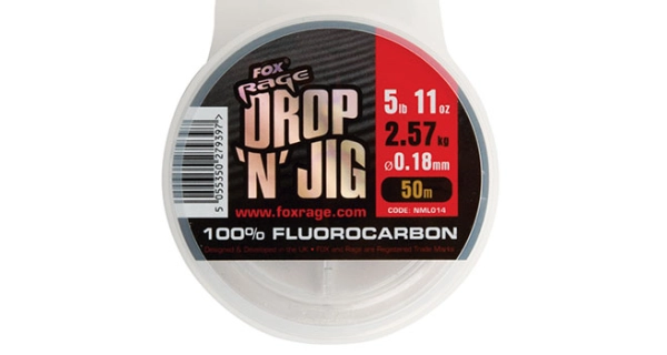 FOX RAGE - Drop 'N' jig fluorocarbon - 0,18 mm 2,57 kg / 5,67 lb 50 m