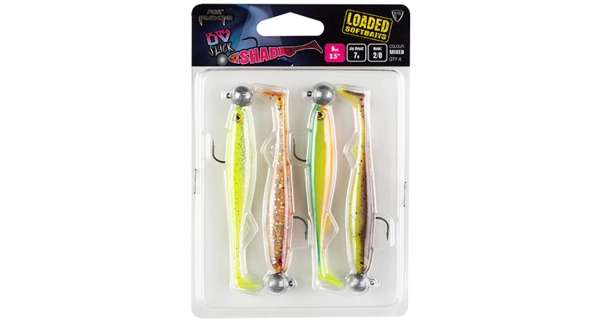 FOX RAGE - Gumová nástraha UV Slick Shad mixed Color Pack Loaded 11 cm 10 g 4 ks