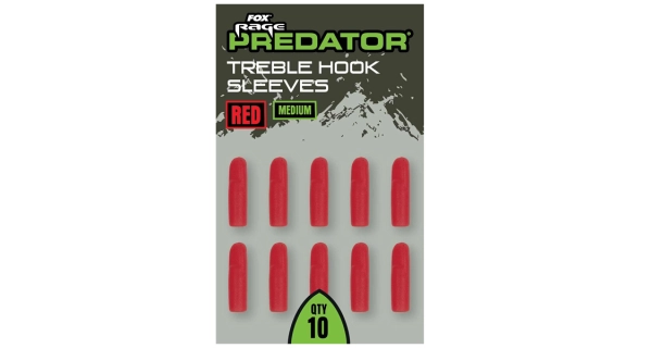 FOX RAGE - Prevleky Red Treble Hook Sleeves Medium 10 ks