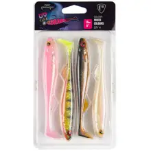 FOX RAGE - Sada gumových nástrah Slick Shad UV Mixed Color Packs Clear Water 11 cm 4 ks