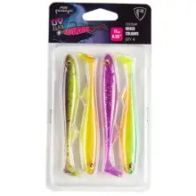 FOX RAGE - Sada gumových nástrah Slick Shad UV Mixed Color Packs Dark Water 11 cm 4 ks