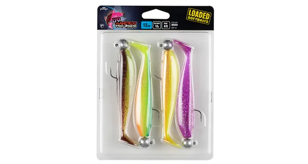 FOX RAGE - Set gumových nástrah Zander Pro Shad Loaded Mixed UV Colour Pack veľ. 1/0 5 g 7,5 cm 4 ks