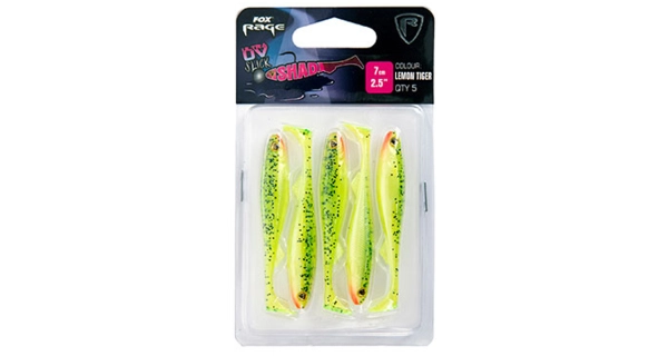 FOX RAGE - Súprava gumových nástrah Slick Shad UV Single Colour Packs Lemontiger 7 cm 5 ks