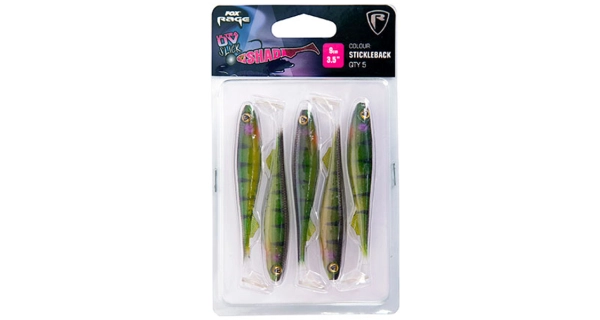 FOX RAGE - Súprava gumových nástrah Slick Shad UV Single Colour Packs Stickleback 9 cm 5 ks