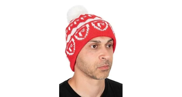 FOX RAGE - Vianočná čiapka s brmbolcom Voyager Červená Biela