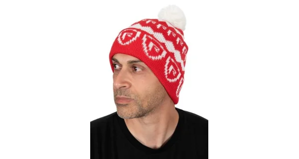 FOX RAGE - Vianočná čiapka s brmbolcom Voyager Červená Biela