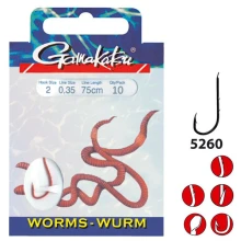 GAMAKATSU - Hotový náväzec Worm LS-5260 Red veľ. 8 75 cm 10 ks