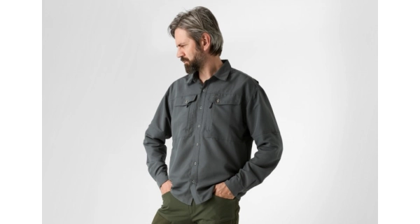 GEOFF ANDERSON - Košeľa s dlhým rukávom Ezmar Mid Weight Soft Šedá veľ. S