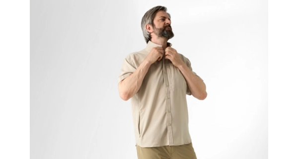 GEOFF ANDERSON - Košeľa s krátkym rukávom Ezmar Light Khaki veľ. 3XL
