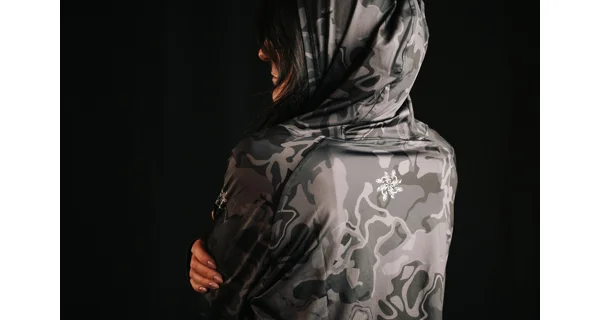 GIANTS FISHING - Funkčné tričko s dlhým rukávom UV50+Hoodie Camo Grey veľ. 2XL