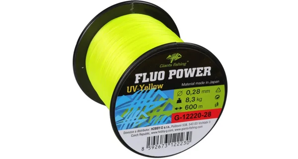 GIANTS FISHING - Vlasec Fluo Power UV-Yellow 0,28 mm 8,3 kg 600 m