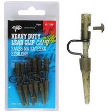 GIANTS FISHING - Záves na záťažku Heavy Duty Lead Clip with Pin Camo 6 ks