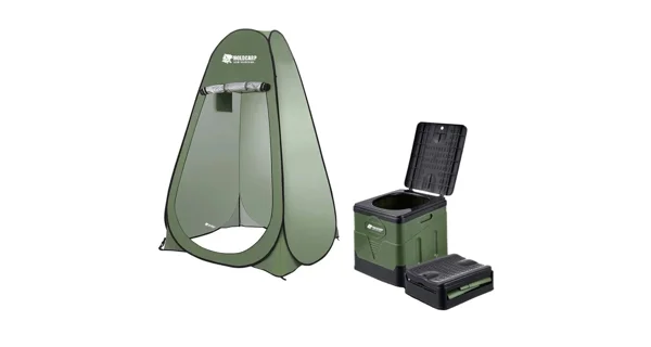 HOLDCARP - Set Skladacia prenosná toaleta Portable Toi + Toilet & Shower Tent + Toilet Garbage Kit