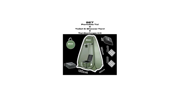 HOLDCARP - Set Skladacia prenosná toaleta Portable Toi + Toilet & Shower Tent + Toilet Garbage Kit
