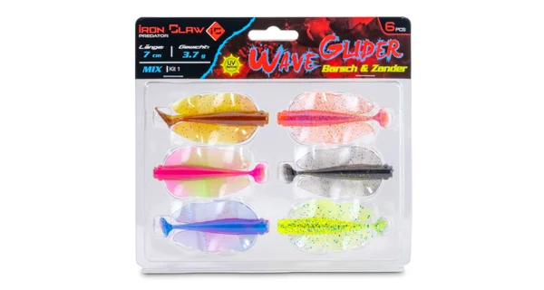 IRON CLAW - Nástraha Wave Glider Mix Kit 1 Barsch & Zander 7 cm 3,7 g 6 ks