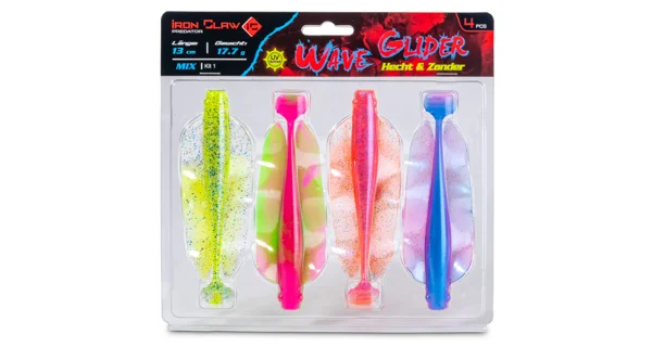 IRON CLAW - Nástraha Wave Glider Mix Kit 1 Hecht & Zander Floating 13 cm 17,7 g 4 ks