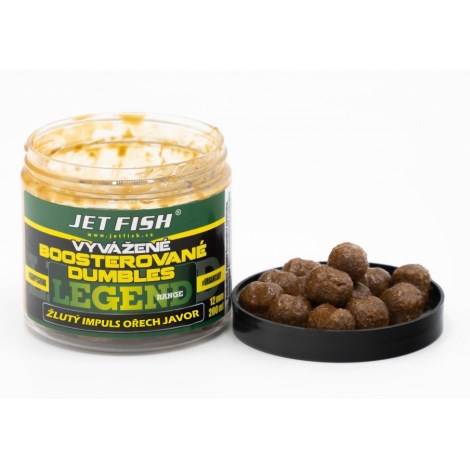 JETFISH - Vyvážené boosterované Dumbles Legend Range 200 ml 12 mm Žltý Impuls Orech Javor