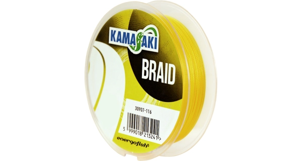 KAMASAKI - Pletená šnúra Braid Žltá 0,16 mm 13,5 kg 100 m