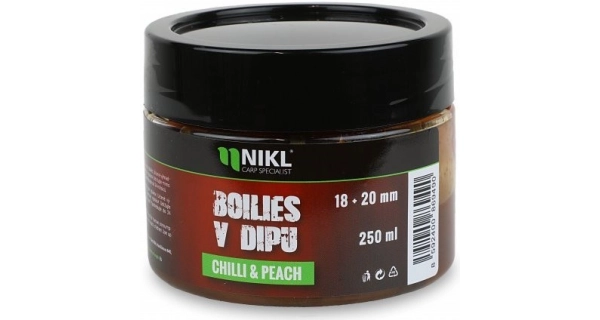 KAREL NIKL - Boilies v dipe Chilli & Peach 18 + 20 mm 250 g