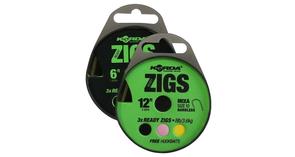 KORDA - Hotové náväzce Ready Zigs 6' (180cm) vel.10 3 ks