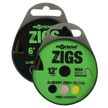 KORDA - Hotové náväzce Ready Zigs 8&#39; (180cm) vel.10 3 ks